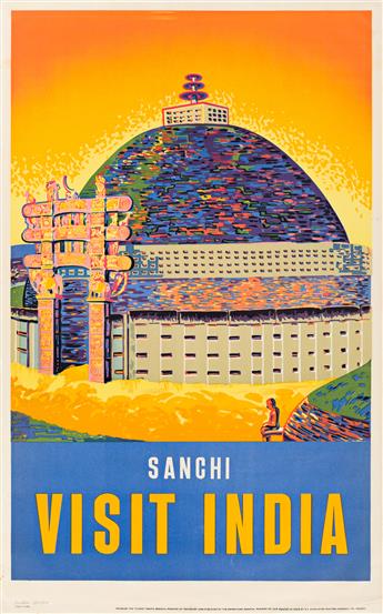 Designer Unknown.  SANCHI / VISIT INDIA. Circa 1950s.